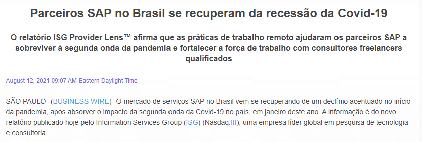 Los socios de SAP en Brasil se recuperan de la recesión del Covid-19